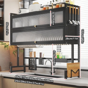 Escurridor de Platos Doble Nivel 85 cm Acero Inoxidable