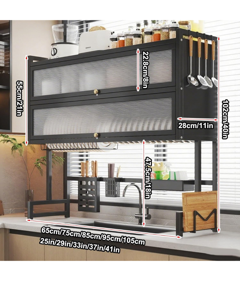 Escurridor de Platos Doble Nivel 85 cm Acero Inoxidable